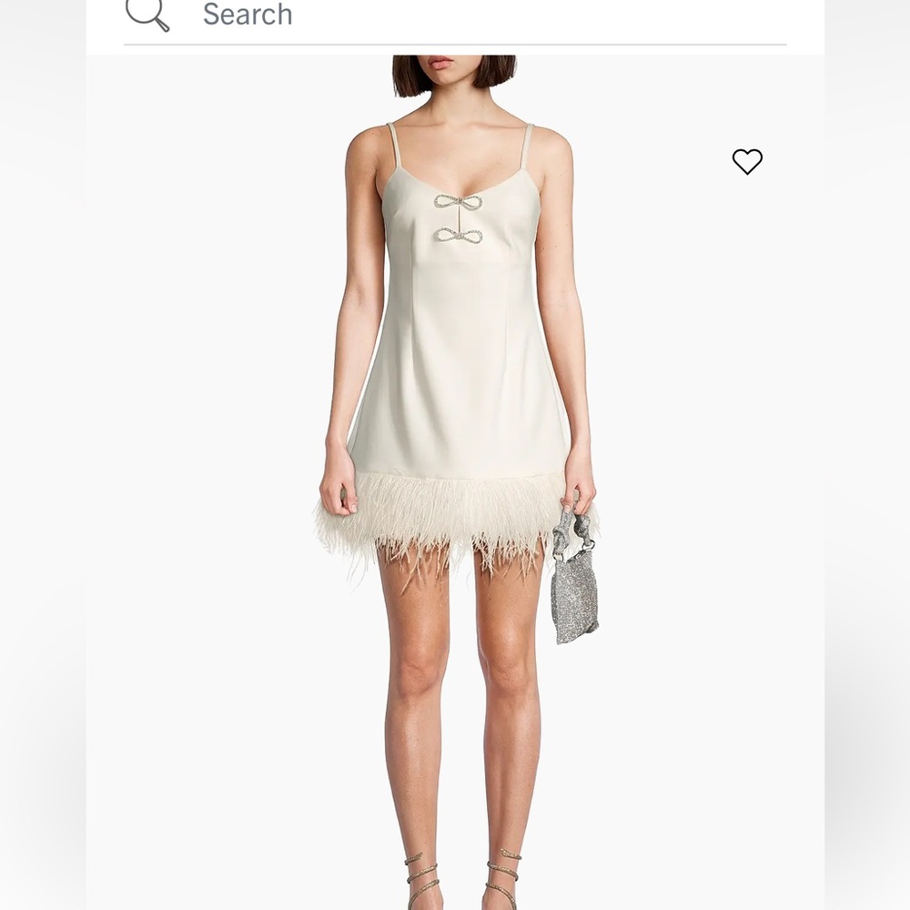 Likely Cream Mini Dress with Feather Trim